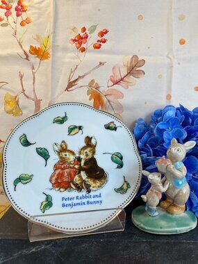 Vintage Peter Rabbit/Benjamin Bunny Decorative Plate & Albert Kessler Figurine